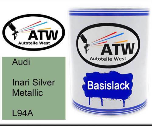 Audi, Inari Silver Metallic, L94A: 1L Lackdose, von ATW Autoteile West.